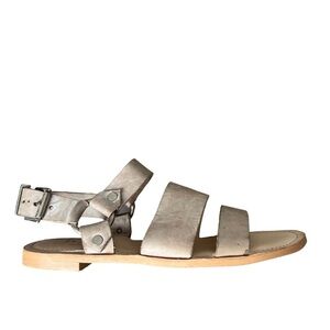 Ivylee Copenhagen Leather Flat Sandals Gray Size EU 40/US 10